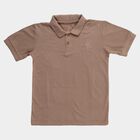 Boys' Dark Rust Brown Crew Neck Graphic Printed T-Shirt, Brown, small