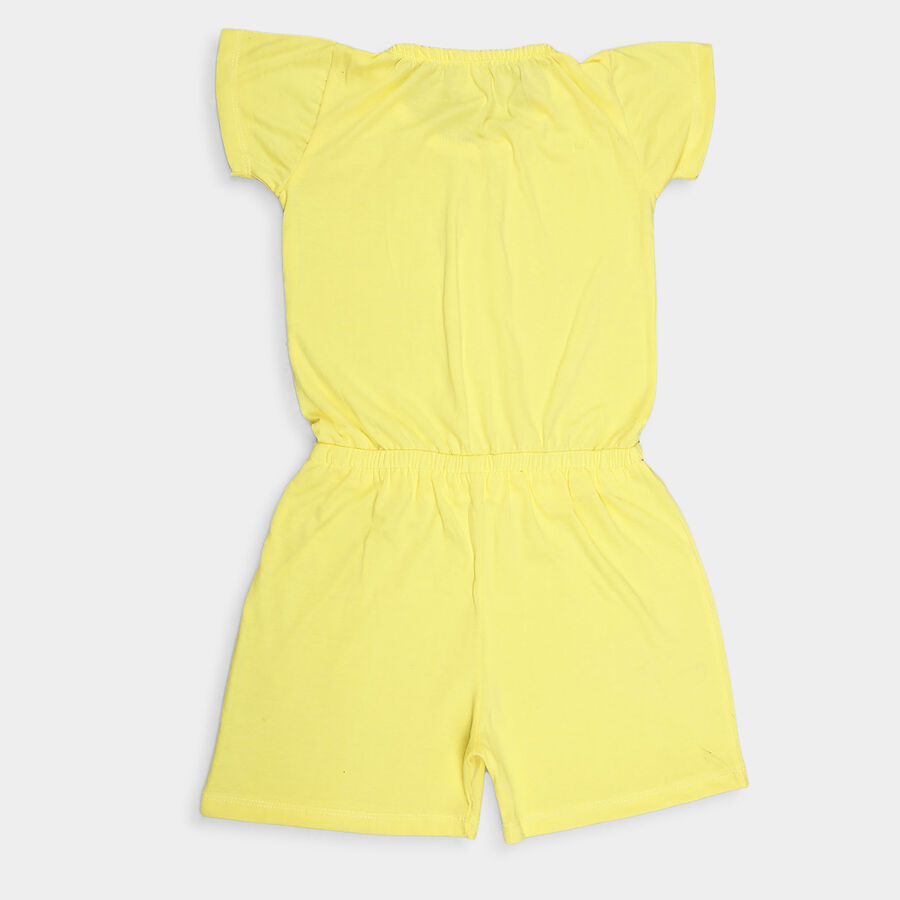 Girls Cotton Solid Jumpsuit, Yellow, large image number null