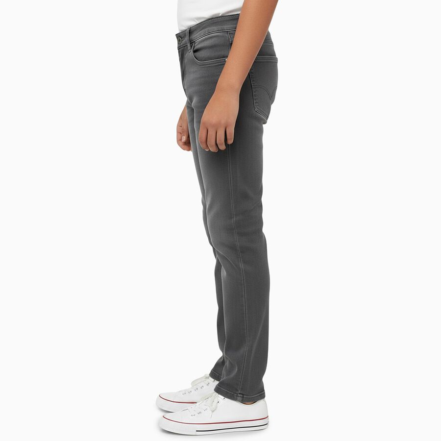 Boys' Charcoal Grey Slim Fit Jeans, Light Grey, large