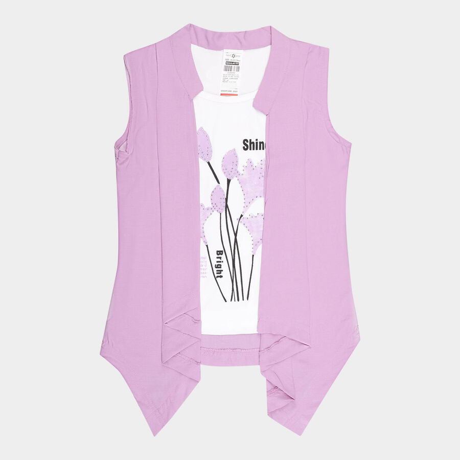 Girls Solid T-Shirt, Lilac, large image number null