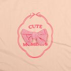 Girls Light Pink Cotton Round Neck Casual T-Shirt, Light Pink, small