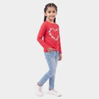 Girls Fuchsia Round Neck Regular Top, रानी (फ्यूशिया), small
