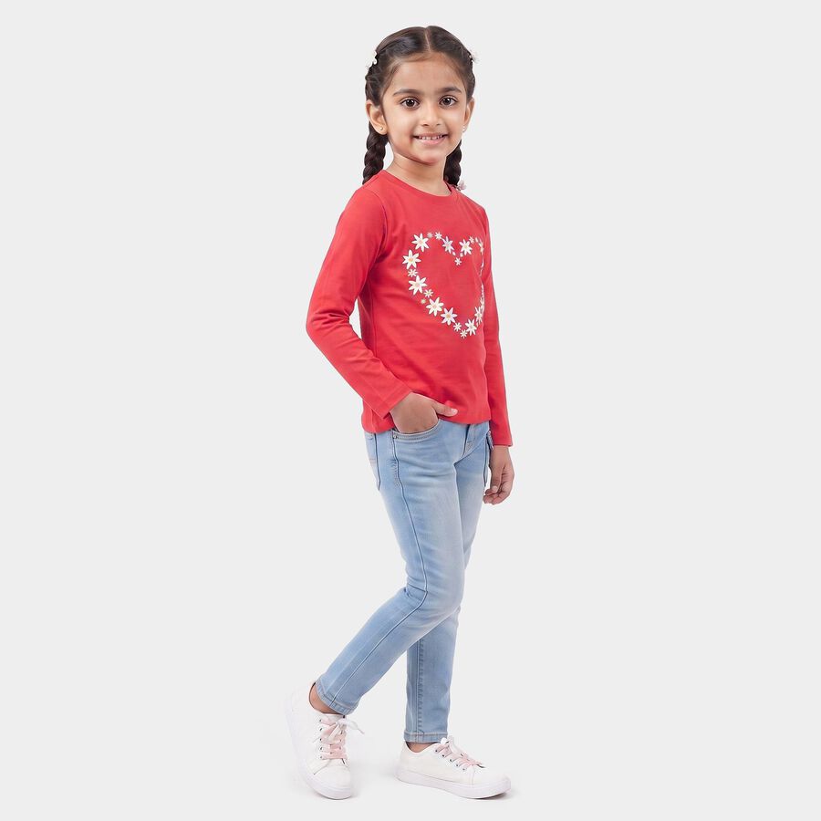 Girls Fuchsia Round Neck Regular Top, रानी (फ्यूशिया), large