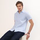 Men's Light Powder Blue Half Sleeve Classic Casual Shirt, हल्का नीला, small image number null