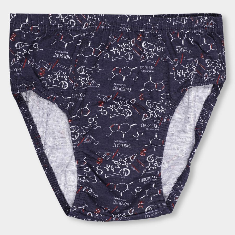 Boys' Dark Navy V-Cut Printed Briefs, Navy Blue, large image number null