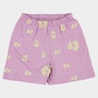 Girls' Lilac Floral Elastic Waist Shorts, Lilac, small
