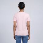 Women's Pink Cotton Round Neck Casual T-Shirt, हल्का गुलाबी, small