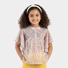 Girls' Off-White Round Neck Graphic Printed T-Shirt, Off White, small