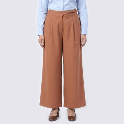 Women's Rust Wide Leg Pleated Trousers