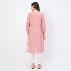 Women's Soft Rose Pink 100% Cotton Round Neck Straight Kurta, गुलाबी, small