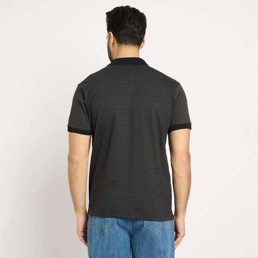 Men's 100% Cotton Collared Half Sleeves T-Shirt , काला, large image number null