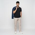 Men's Navy Blue Polo Neck Solid Polo T-Shirt, नेवी ब्लू, small
