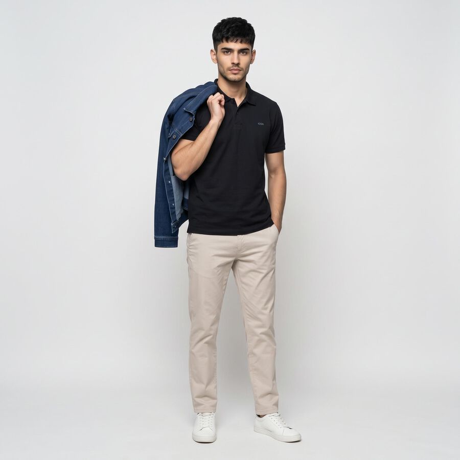 Men's Navy Blue Polo Neck Solid Polo T-Shirt, नेवी ब्लू, large