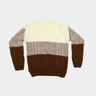 Boys Brown Crew Neck Colorblock Pullover, Brown, small