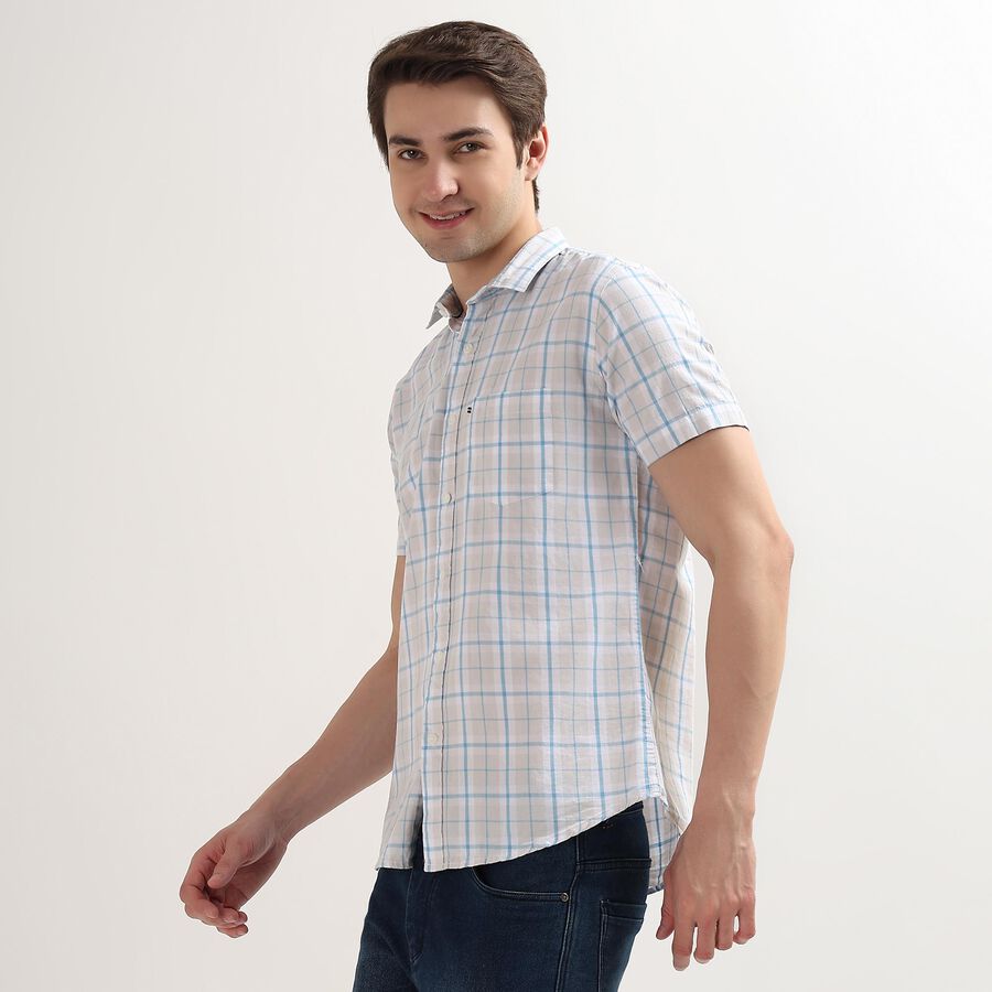 Men's 100% Cotton Regular Collar Casual Shirt, Light Grey, large image number null