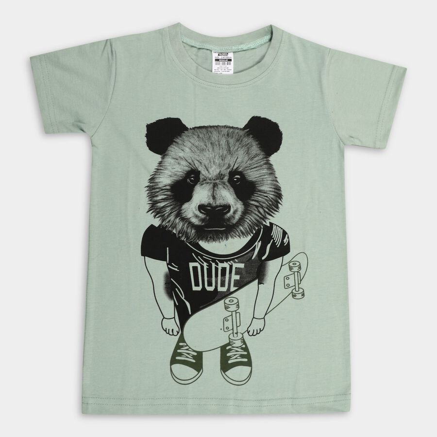 Boys' Half Sleeves T-Shirt, Light Green, large image number null