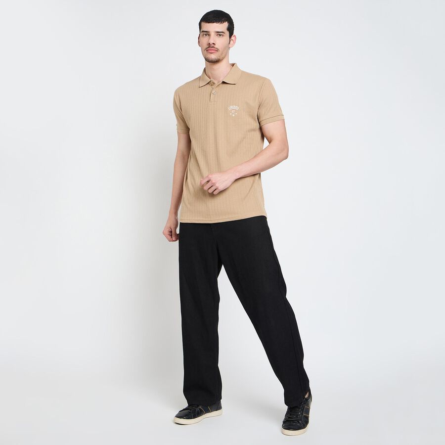 Men's Collared Half Sleeves T-Shirt, Beige, large image number null