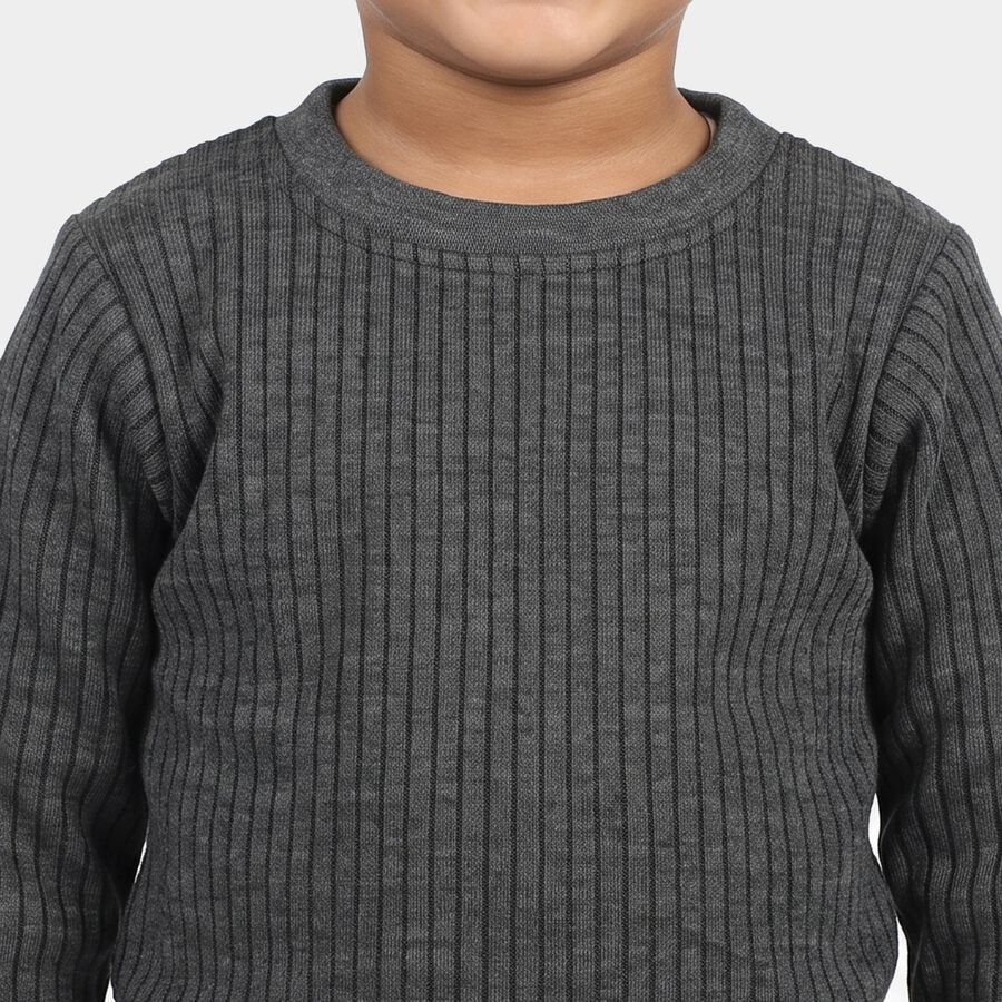 Boys Charcoal Long Sleeve Thermal, चारकोल, large