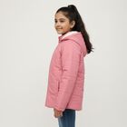 Girls' Soft Pink Hooded Casual Jacket, गुलाबी, small image number null