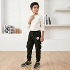 Boys' Olive Green Jogger Dinosaur Badge Cargo Pyjama, Olive, small