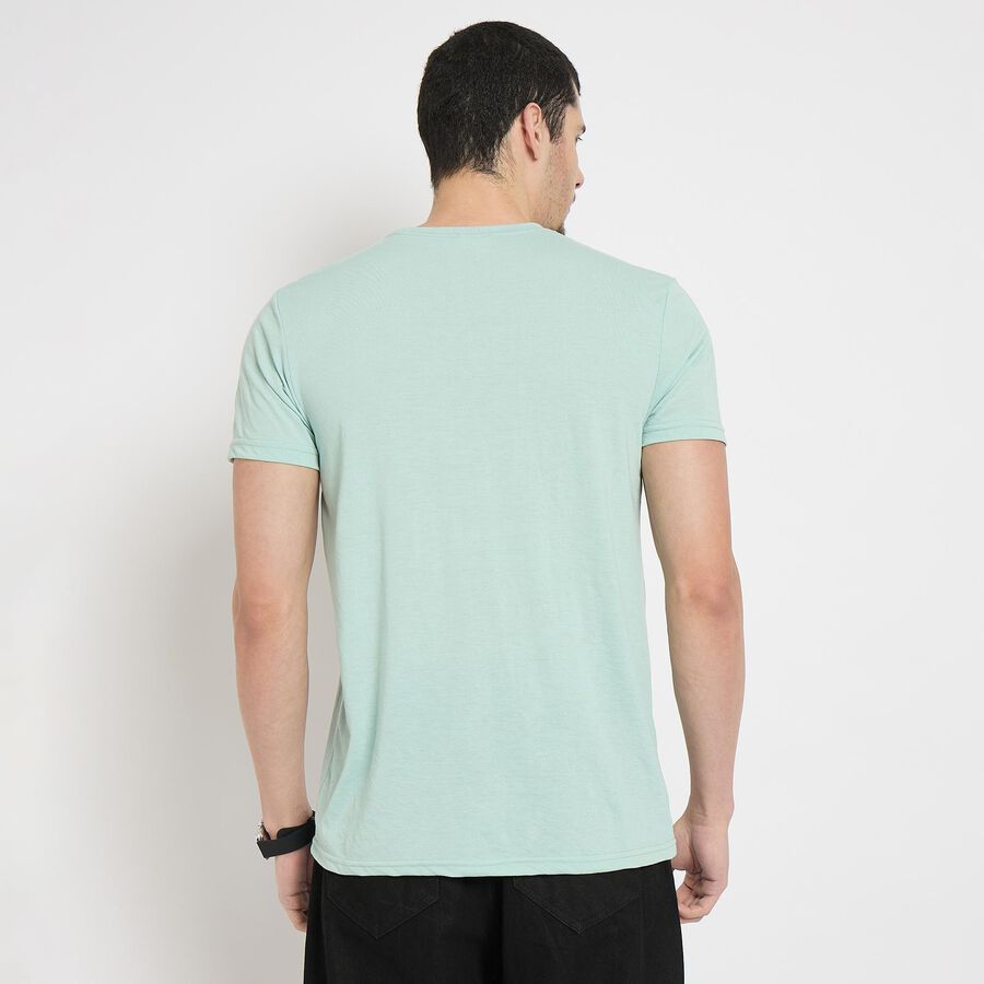 Men's Round Neck Half Sleeves T-Shirt , Aqua, large image number null