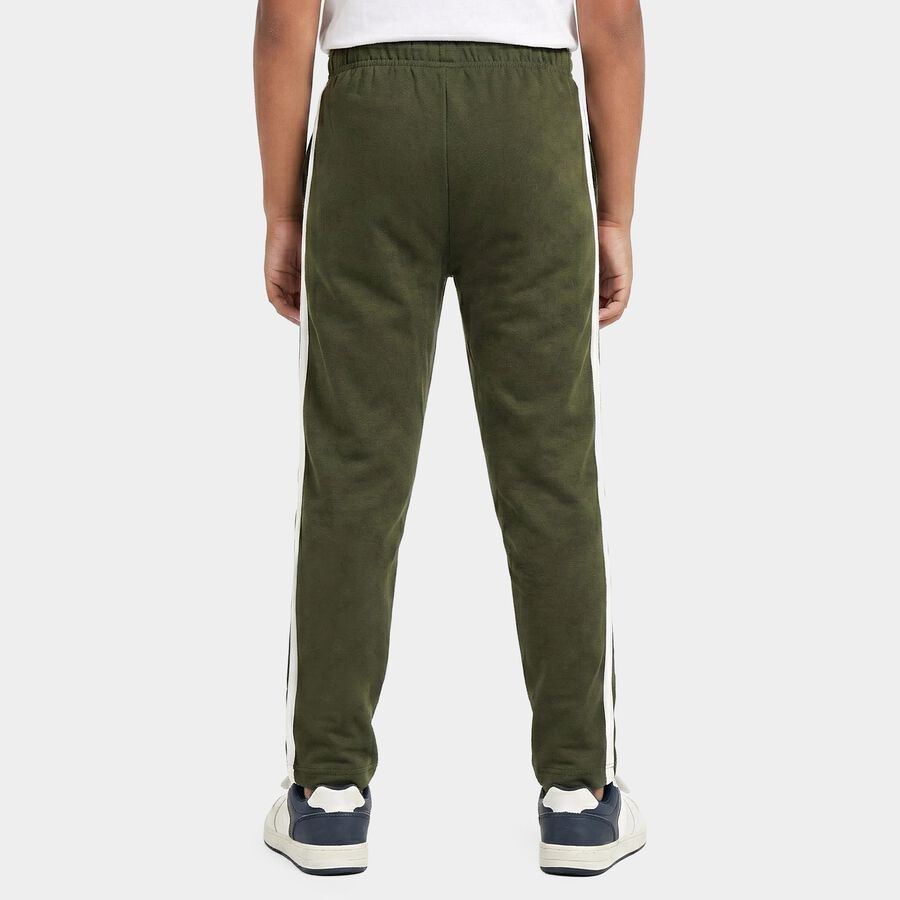 Boys Olive Green Straight Fit Graphic Print Pyjama, ओलिव, large