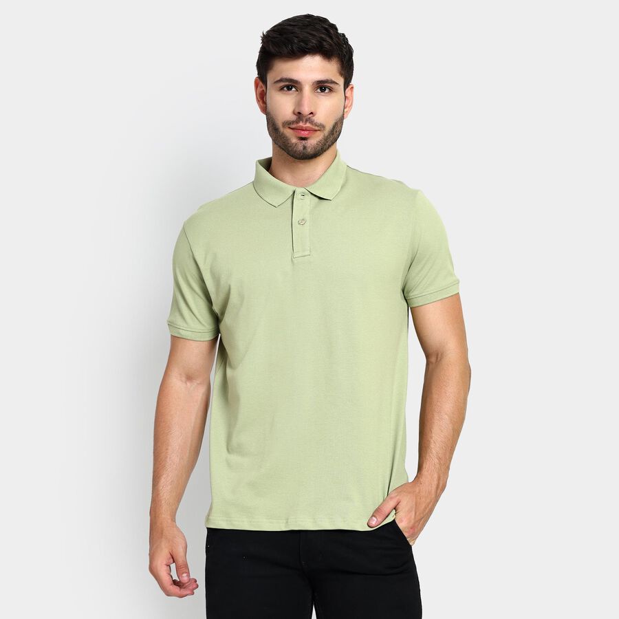 Men's Collared Half Sleeves T-Shirt , हल्का हरा, large image number null