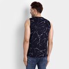 Printed Sleeveless T-Shirt, Navy Blue, small image number null