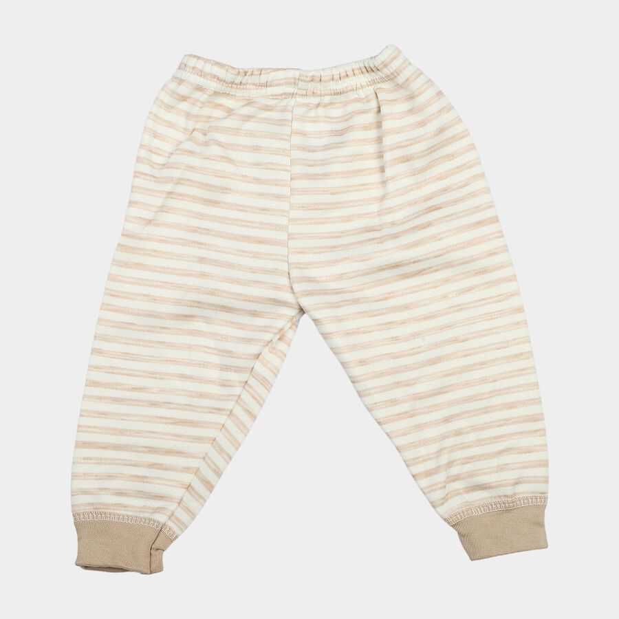 Infants Beige Jogger Fit Striped Pyjama, गहरा पीला, large