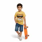 Boys Mustard Yellow Cotton Round Neck Casual T-Shirt, पीला, small image number null