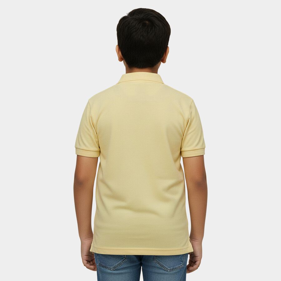 Boys' Yellow Round Neck Graphic Printed Casual T-Shirt, पीला, large