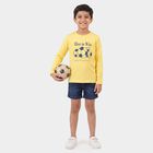 Boys Yellow Round Neck Regular Boys T-Shirt, पीला, small