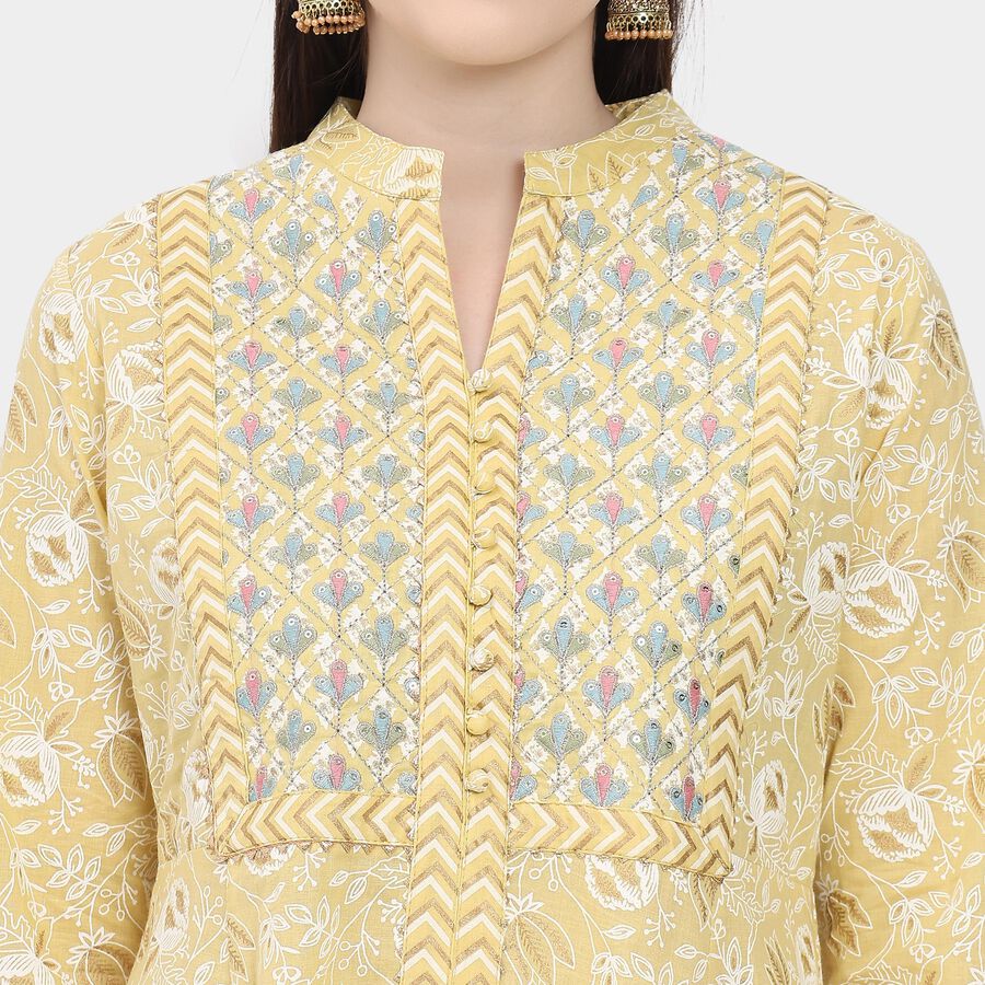 Ladies' 100% Cotton Kurta, मस्टर्ड, large image number null