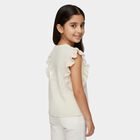 Girls' Off-White Round Neck Casual T-Shirt, Off White, small image number null