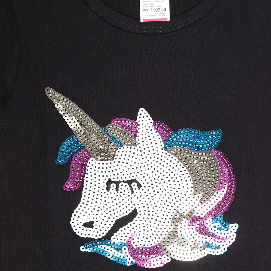 Girls' 100% Cotton T-Shirt, Black, large image number null