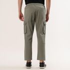 Men's Olive Green Slim Fit Flat-Front Trousers, Light Green, small