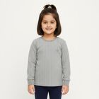 Girls Muted Mauve Pink Round Neck Thermal Upper, Melange Mid Grey, small image number null