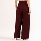 Women's Deep Maroon Wide-Leg Textured Track Pants, भूरा, small image number null