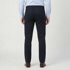 Men's Navy Blue Slim Fit Flat-Front Casual Trousers, Navy Blue, small
