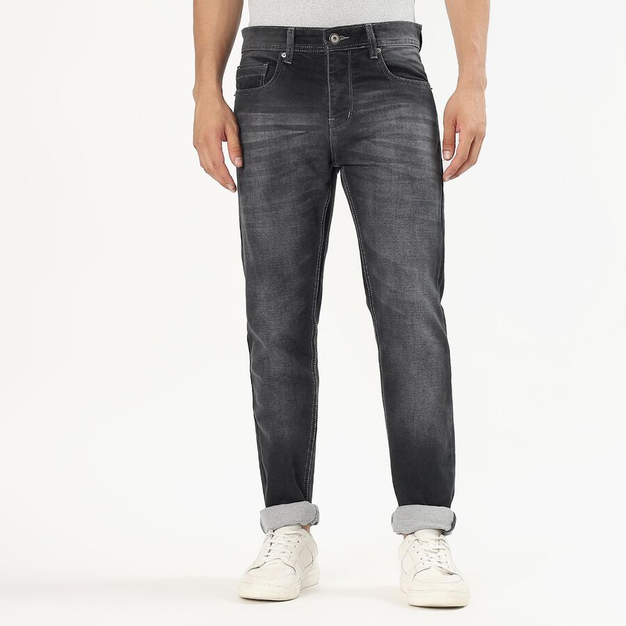 Men's Dark Indigo Slim Fit Five-Pocket Jeans, Dark Grey, large image number null