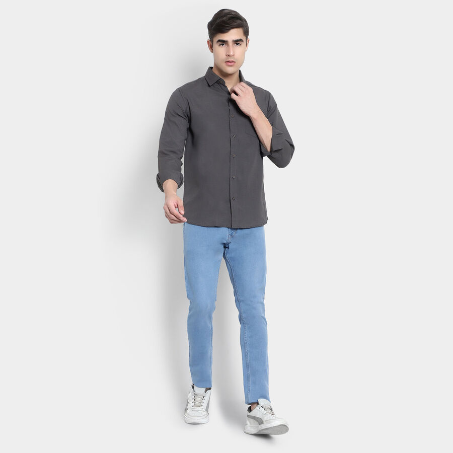 Solid Casual Shirt, Dark Grey, large image number null