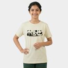 Girls White Round Neck Casual T-Shirt, ऑफ व्हाइट, small