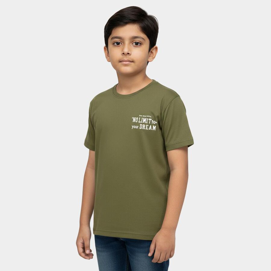 Boys' Half Sleeves T-Shirt, Olive, large