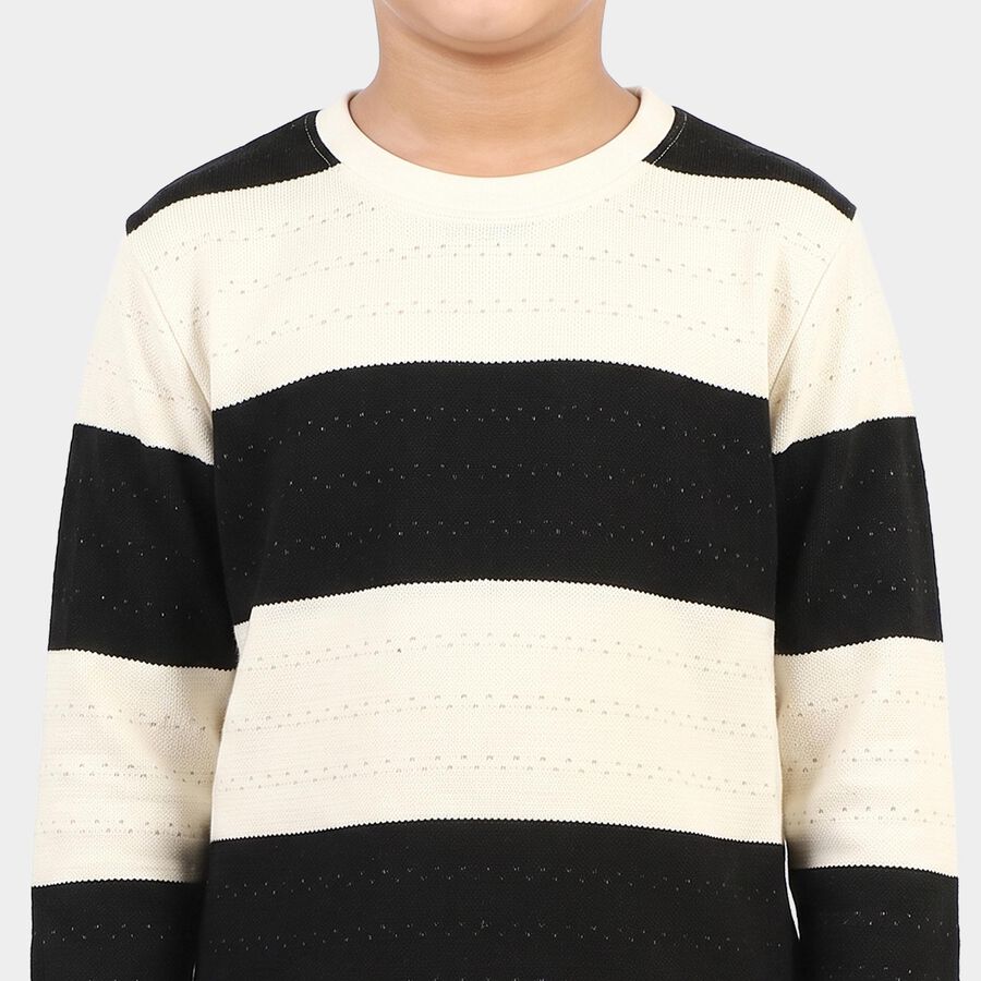 Boys White Crew Neck Regular T-Shirt, सफ़ेद, large