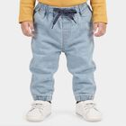 Infants Light Blue Jogger Fit Drawstring Jeans, हल्का नीला, small