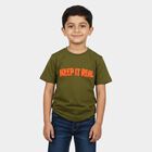 Boys Olive Green Round Neck Regular Boys T-Shirt, ओलिव, small
