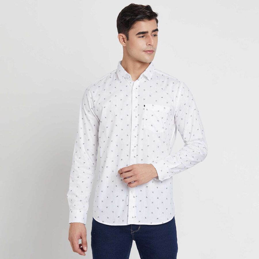 Cotton Printed Casual Shirt, White, large image number null