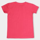 Girls' Bright Pink Cotton Blend Round Neck Casual T-Shirt, रानी (फ्यूशिया), small