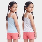 Girls' Light Blue Cotton Square Neck Sleeveless Vest, आइस ब्लू, small