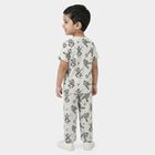 Boys Grey Cotton Round Neck Graphic Printed Night Suit, हल्का ग्रे, small